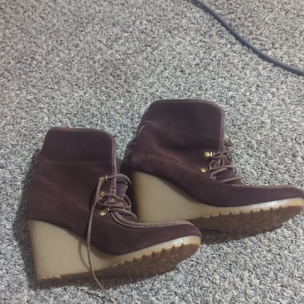 Tommy Hilfiger Dark Brown Wedge Boots